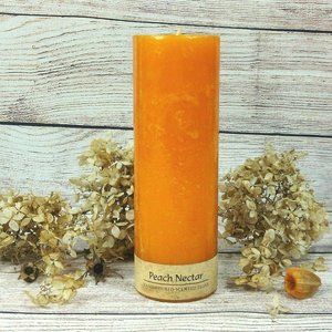 Orange Scented Candle Peach Nectar Hand Poured Pillar Home Décor Room Fragrance